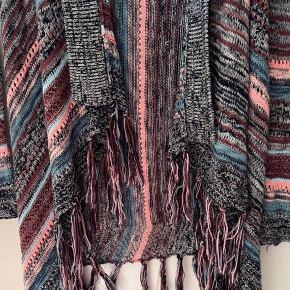 Haute Monde Multicolor Striped Fringe Cardigan Size M - Picture 16 of 16